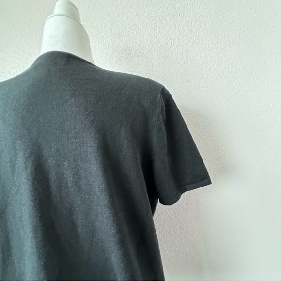 Alfred Dunner Black Top Butterfly Floral Beaded Short Sleeve Shirt SZ S - Picture 7 of 10